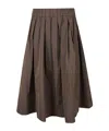 Peserico Pleated Brown Maxi Skirt With Flowy Silhouette In Multi