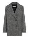 Peserico Textured Herringbone Mid-length Coat With Notched Lapel In Animal Print