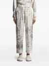 Peserico Abstract-print Elastic-waist Trousers In White