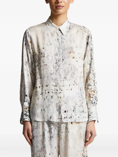 Peserico Abstract-print Shirt In Neutral
