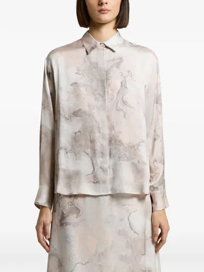 Peserico Abstract-print Long-sleeved Shirt In Pattern