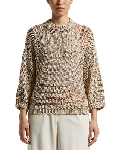 Peserico Airy Knit Sequined Sweater In Cappuccino