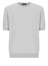 Peserico Ribbed Round Neck T-shirt In Gray