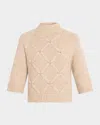 Peserico Alpaca And Wool Blend Diamond-knit Sweater In Neutral