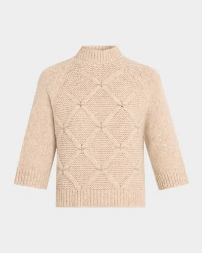 Peserico Alpaca And Wool Blend Diamond-knit Sweater In Neutral