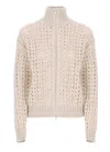 Peserico High Neck Open Knit Cardigan In Multi