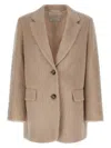 Peserico Alpaca And Wool Striped Single-breasted Blazer In Neutral