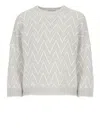 Peserico Knit Sweater Chevron Pattern In Gray