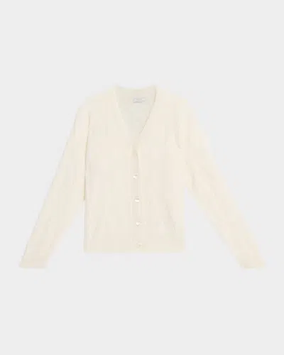 Peserico Alpaca-blend Cable-knit Cardigan In Neutral