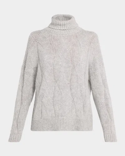 Peserico Alpaca Cable-knit Sweater With Sequins In Gray