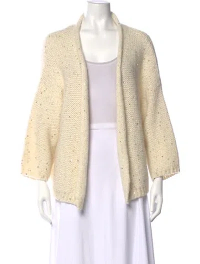 Pre-owned Peserico Alpaca Open Front Sweater In Neutral