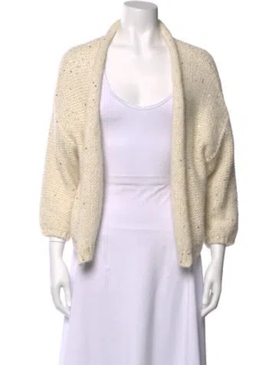 Pre-owned Peserico Alpaca Open Front Sweater In Neutrals