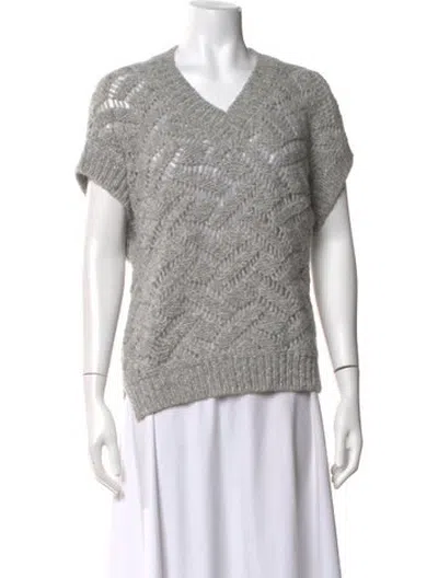 Pre-owned Peserico Alpaca Patterned Sweater W/ Tags In Grey