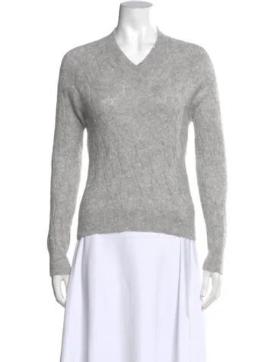 Pre-owned Peserico Alpaca V-neck Sweater In Gray
