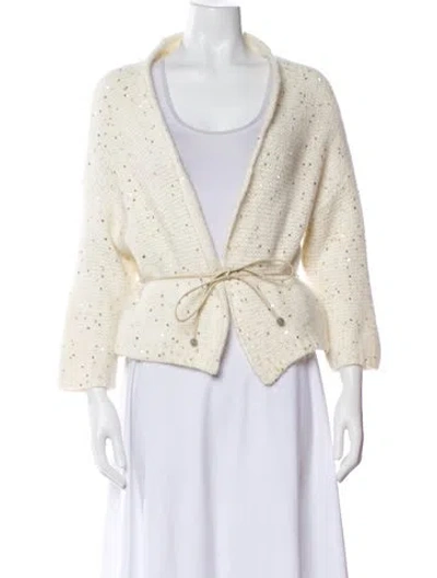Pre-owned Peserico Alpaca V-neck Sweater In Neutral