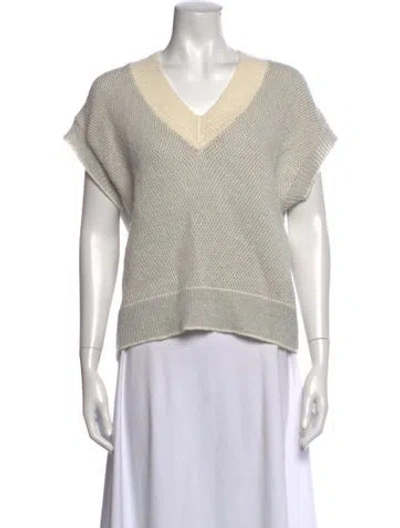 Pre-owned Peserico Alpaca V-neck Sweater In White
