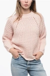 Peserico Alpaca Wool Blended Pullover With Openwork Motif In Pink