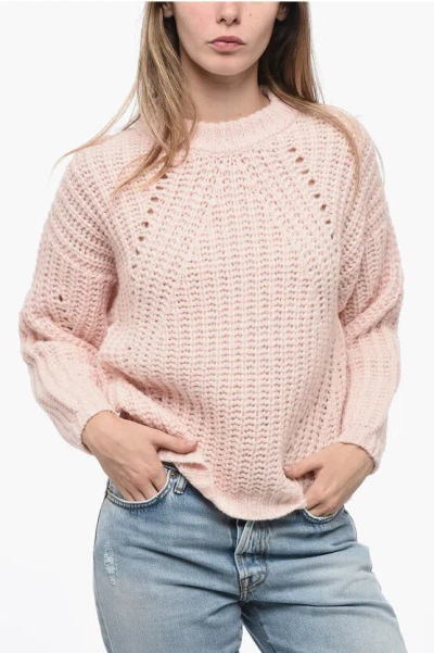 Peserico Alpaca Wool Blended Pullover With Openwork Motif In Pink