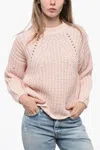 Peserico Alpaca Wool Blended Pullover With Openwork Motif In Pink