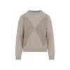 Peserico Argyle Knit Sweater With Sparkling Embellishments In Neutral