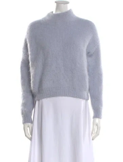 Pre-owned Peserico Angora Mock Neck Sweater W/ Tags In Blue