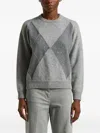 Peserico Argyle Embellished Sweater In Gray