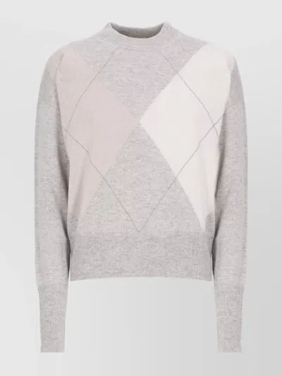 PESERICO ARGYLE KNIT SWEATER RIBBED CUFFS