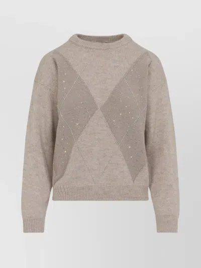 PESERICO ARGYLE PATTERN LONG SLEEVE KNIT SWEATER