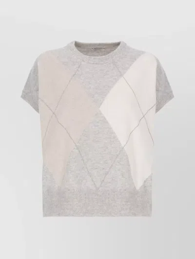 PESERICO ARGYLE PATTERN WOOL AND SILK TOP