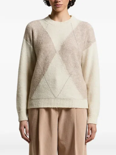 Peserico Argyle Sequin-embellished Sweater In Neutral