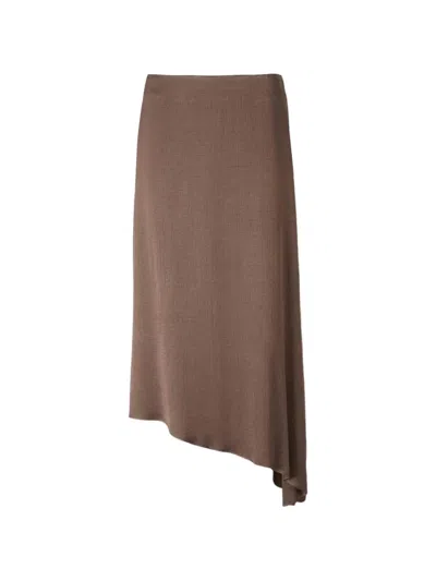 Peserico Asymmetric-hem Midi Skirt In Brown