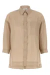 Peserico Asymmetric Hem Shirt Shirt And Blouse Beige In Brown