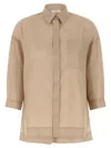 Peserico Asymmetric Hem Shirt Shirt And Blouse Beige In Nude