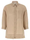Peserico Asymmetric Hem Shirt Shirt And Blouse Beige In Brown