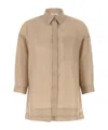 Peserico Asymmetric Hem Shirt Shirt And Blouse Beige In Brown
