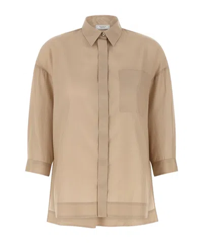 PESERICO ASYMMETRIC PLEATED SHIRT
