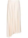 Peserico Asymmetric Satin Midi Skirt In Neutrals