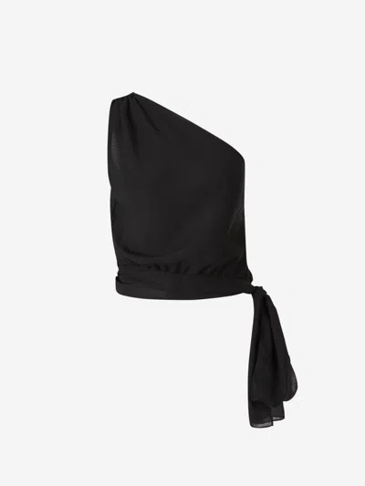 Peserico Asymmetrical Flowy Blouse In Black