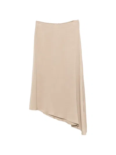 Peserico Asymmetric-hem Midi Skirt In Neutral