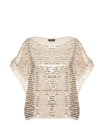 Peserico Aurea Sequinned Sleeveless Top In Gold