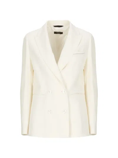 Peserico Aurea Double-breasted Blazer In White