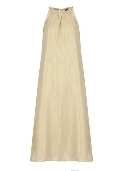 Peserico Aurea Golden Ramie And Viscose Dress
