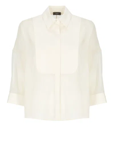Peserico Aurea Ivory Silk Shirt In Beige