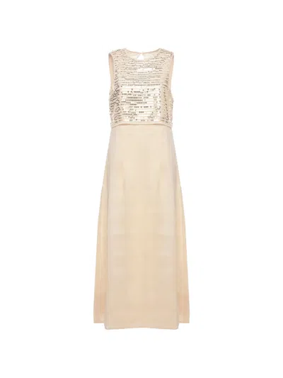 Peserico Aurea Sequin-embellished Dress In Neutral