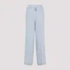 Peserico Pinstriped Linen Straight Trousers In Blue