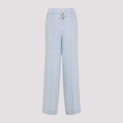 PESERICO AZZURRO LINEN WIDE LEG PANTS
