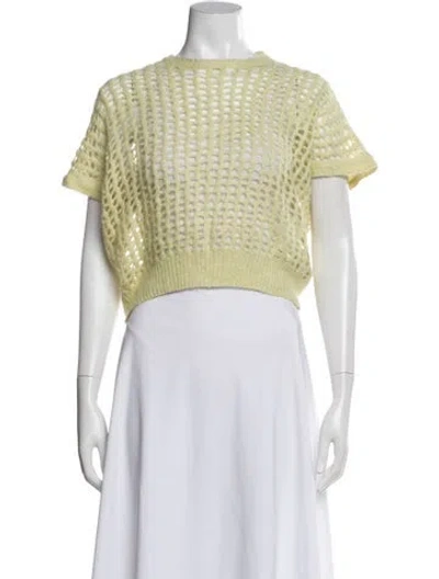 Pre-owned Peserico Baby Alpaca Crew Neck Top In Yellow