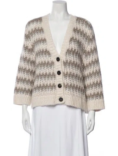 Pre-owned Peserico Baby Alpaca Striped Sweater W/ Tags In Neutral