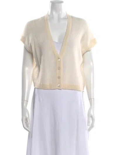 Pre-owned Peserico Baby Alpaca V-neck Sweater In Neutral