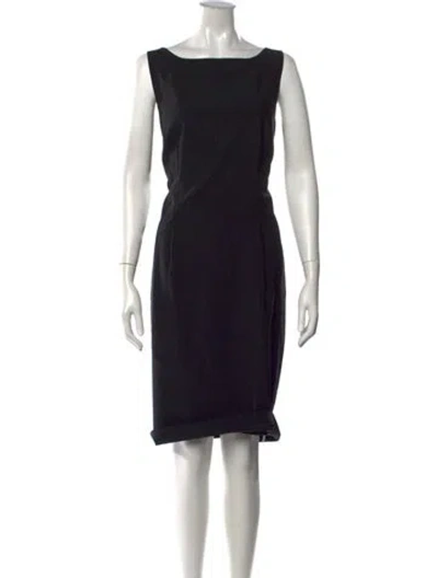 Pre-owned Peserico Bateau Neckline Knee-length Dress In Black